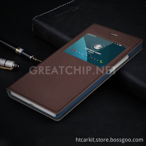 Smart wake up Leather Case For Huawei V8 Cover, View Window filp leather cover case for huawei honor V8